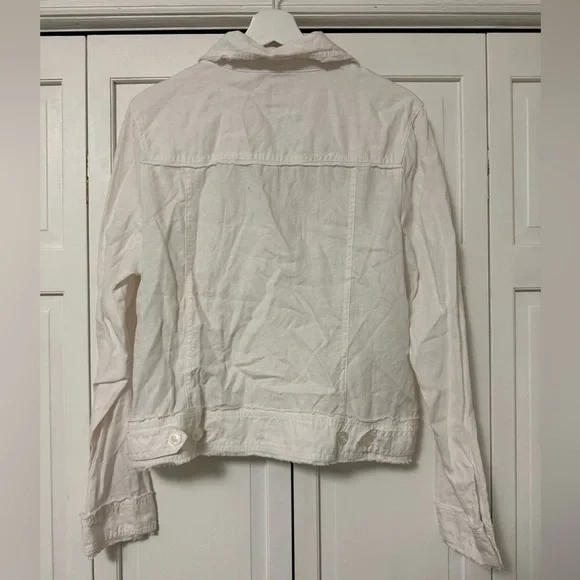Margaritaville Frayed Hem White Jacket 100% Linen Beach Vacay Lightweight - Picture 2 of 6